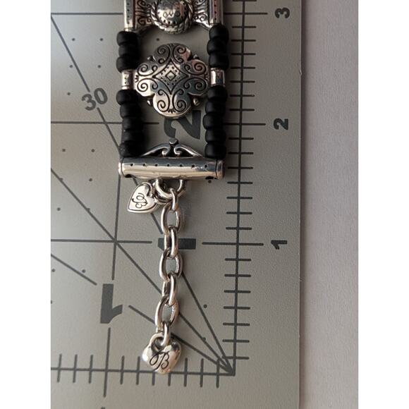 Brighton Silver Tone Black Bead Bracelet Adjustable Length Unique Design - Picture 10 of 10